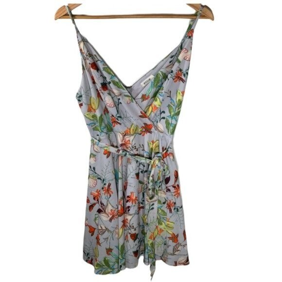 Essue Gray Floral Sleeveless Sundress Mini Flare Dress Medium - Picture 1 of 13